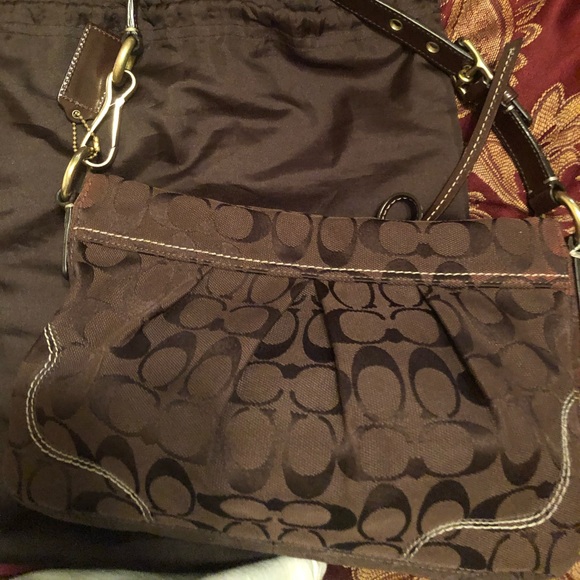 Coach jacquard chocolate brown handbag - Picture 1 of 5